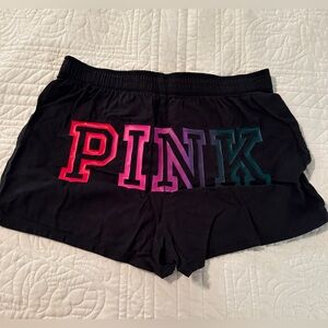Victoria's Secret Pink Rainbow Ombre Logo Sleep Boxer Shorts PJ Black Size XS